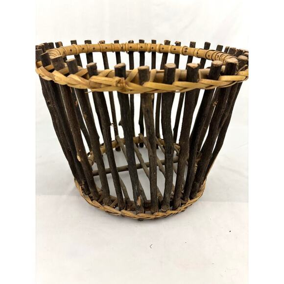 VTG Primitive Pine Tree Branch Gathering Basket Rustic Wooden Bowl 11.5"x9" - Picture 12 of 16